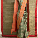 Mila Green Spark Thread Woven Border Silk Saree
