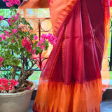 Nisha Geometric Organza Saree - Red