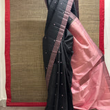 Vera Chessboard Border Kanchi Silk Saree - Black