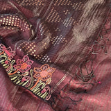 Metallic organza hand embroidered saree