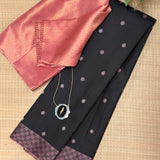 Vera Chessboard Border Kanchi Silk Saree - Black