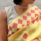 Tuhina Yellow Kutch Embroidery Organza Saree