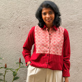 Kaleidoscope Fragment Kanchi Cotton Shirt - Scarlet