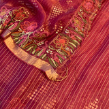 Metallic organza hand embroidered saree