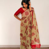 Fiza Leaf Chiffon Saree - Russet