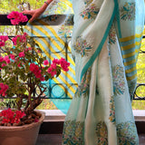 Nisha Floral Organza Saree - Green