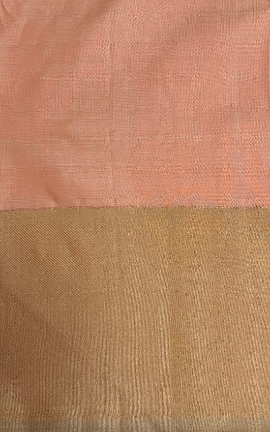 Charita peach sorbet checked kanchipuram silk saree 4