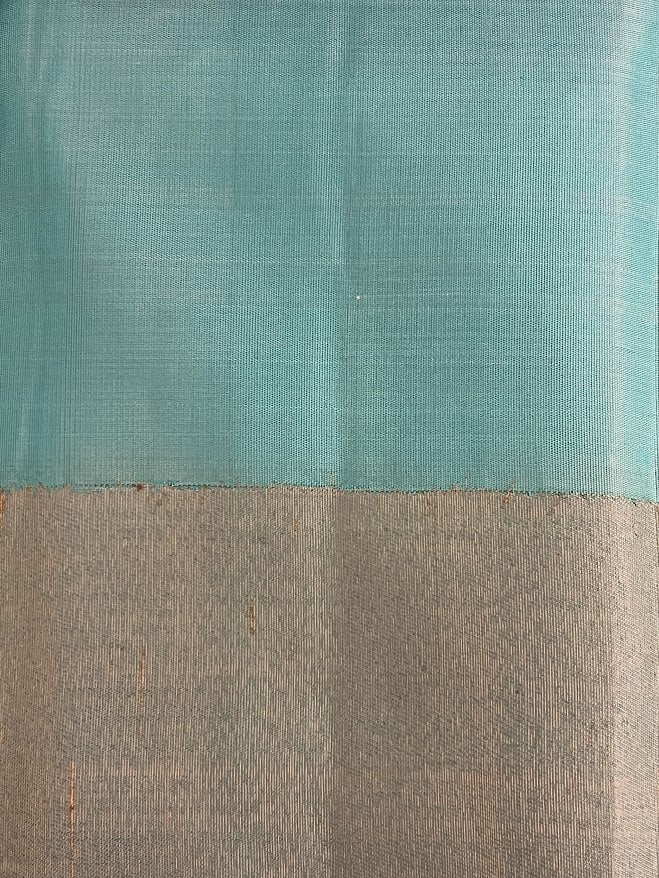 Charita turquoise gold silver checked kanchipuram silk saree 4