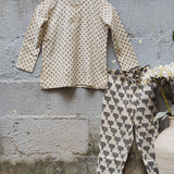 Cream handblock printed cotton coord set