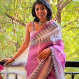 Nisha Geometric Organza Saree - Mauve