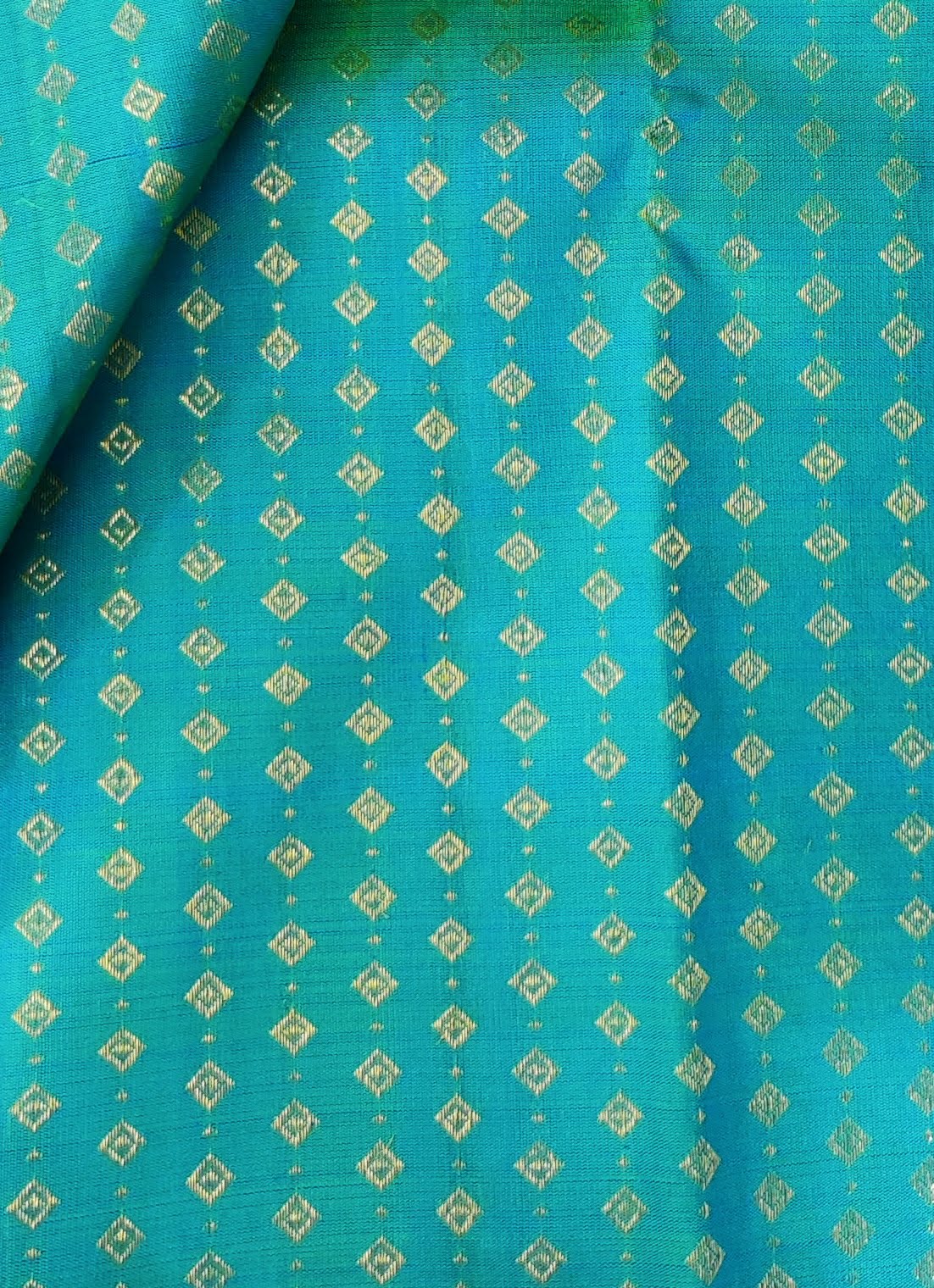 Teal silk fabric