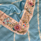 Hand embroidered shibori tussar saree