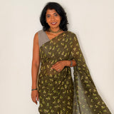 Fiza Petal Chiffon Saree - Olive