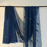 Verdure Cutwork Embroidered Organza Saree - Navy