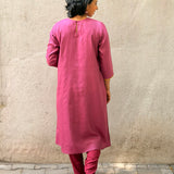 Fruit and Foliate Embroidered Silk Kurta