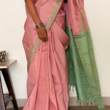 Charita Cotton Candy Kanchipuram Silk Saree - Pink and Green