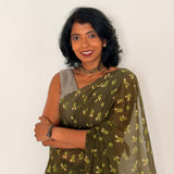 Fiza Petal Chiffon Saree - Olive