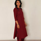 Elements Gridlock Applique Kurta - Brick
