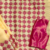 Tuhina Yellow Kutch Embroidery Organza Saree