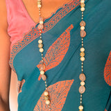 Fiza Leaf Chiffon Saree - Coral