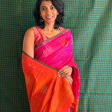 Vera Perching Parakeets Kanchipuram Silk Saree - Fuchsia