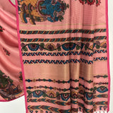 Kalpataru Ganesha Kalamkari Silk Saree - Pink and Violet
