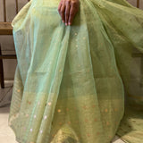Metallic handwoven organza saree