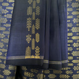 Nihira Terraced Fields Kanchipuram Silk Saree - Dark Blue