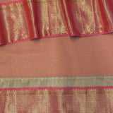 Mishrita Ornamental Border Chiffon Saree - Peach and Beige