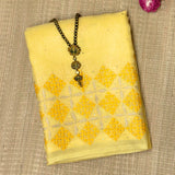 Tuhina Yellow Kutch Embroidery Organza Saree