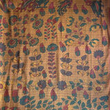 Kalpataru Floral Checks Kalamkari Silk Saree - Mustard