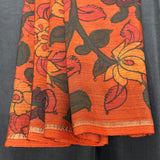 Kalpataru Floral Kalamkari Silk Saree - Terracotta