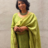 Soft Sage Kutch Embroidered Tussar Kurta Set