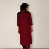 Elements Gridlock Applique Kurta - Brick