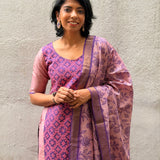 Berry Blush Kutch Embroidered Tussar Kurta Set