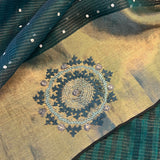 Sequinned kutch embroidered organza saree