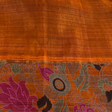 Mila Burnt Orange Kalamkari Kanchi Silk Saree