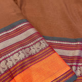 Mishrita Long Border Chiffon Saree - Brown