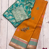 kimaya thread and zari border silk saree