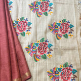 Tussar pettipoint saree