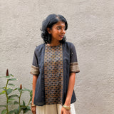 Kaleidoscope Checkerboard Kanchi Cotton Top - Onyx