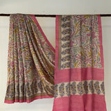 Veena Multidesign Border Tussar Saree - Beige and Pink