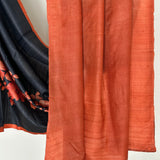 Veena Buttercup Tussar Saree - Black and Orange