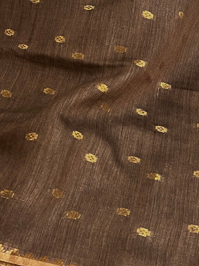 Dipta- brown and gold handwoven silk saree 3