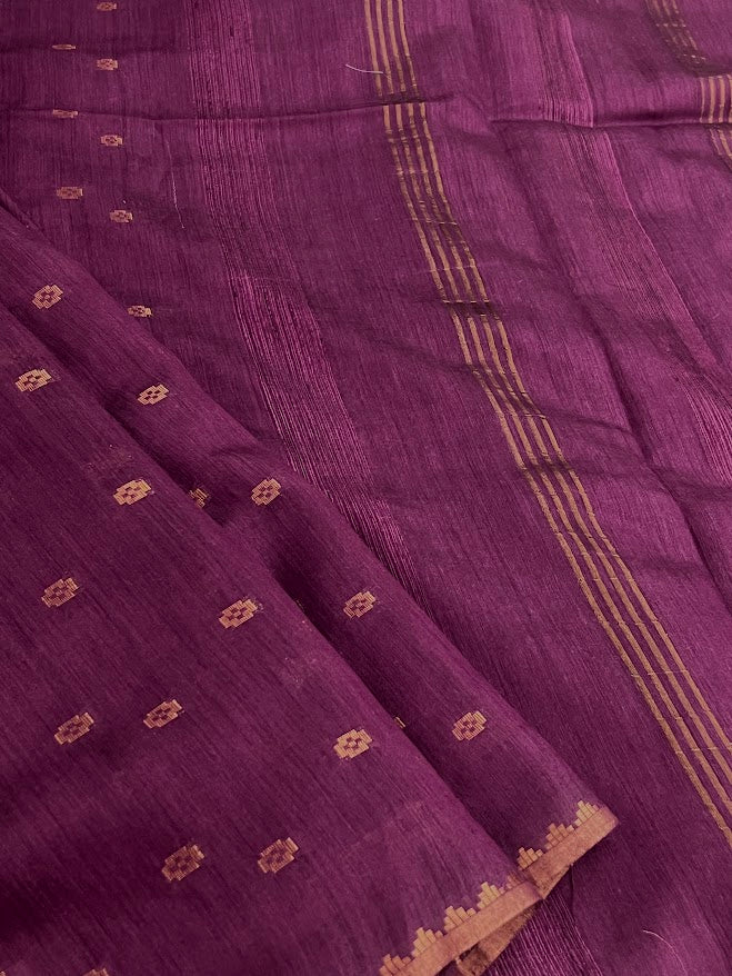 Dipta -plum and gold handwoven silk saree 1