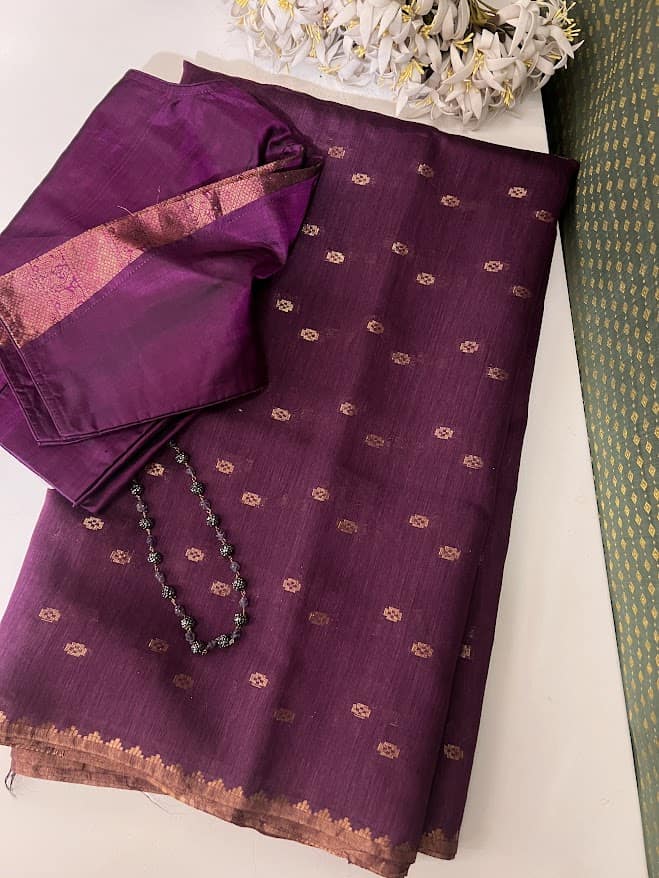 Dipta -plum and gold handwoven silk saree