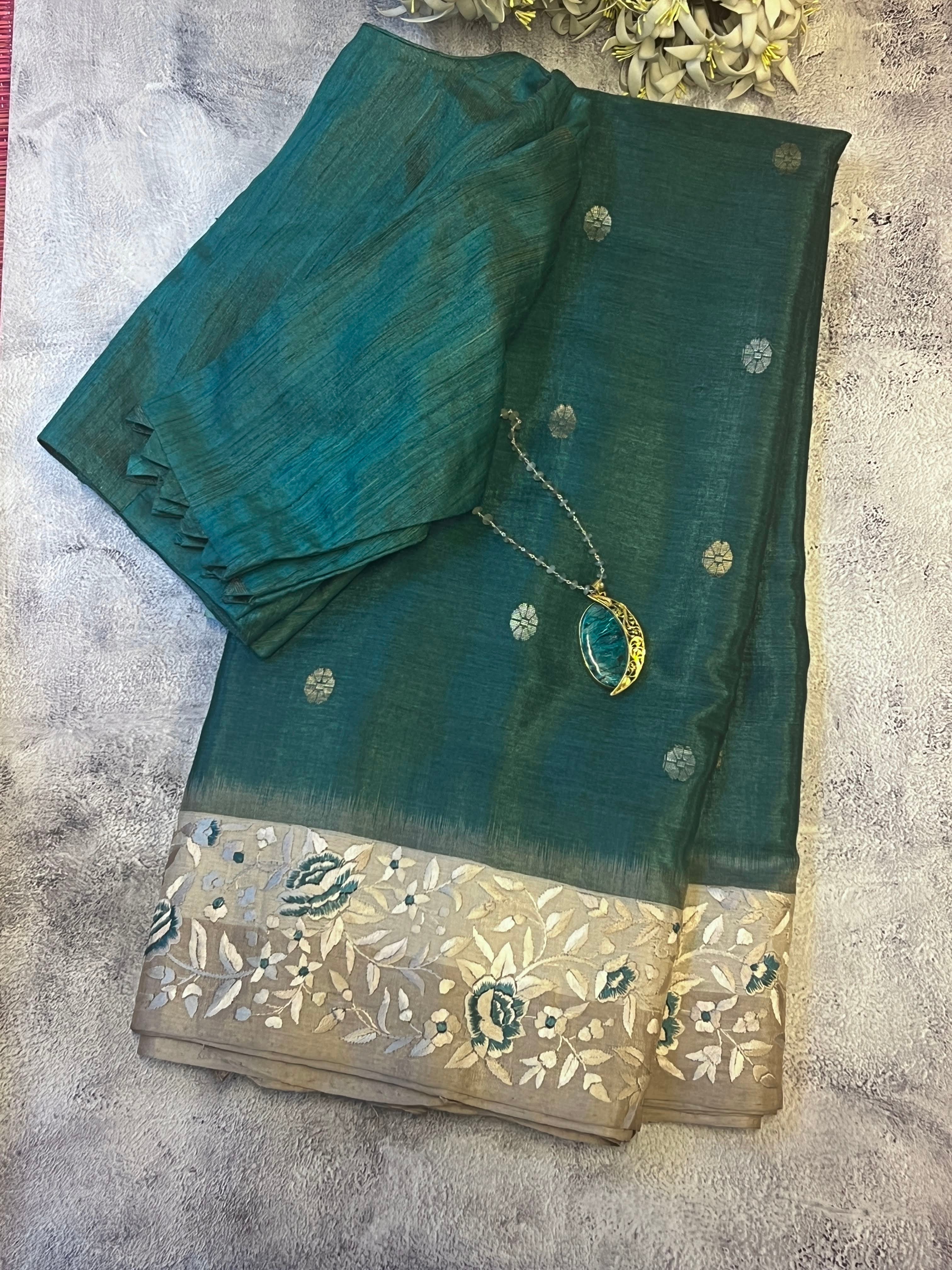 Tussar Parsi gara embroidered saree