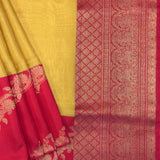 Mishrita Creeper Border Organza Saree - Yellow and Red