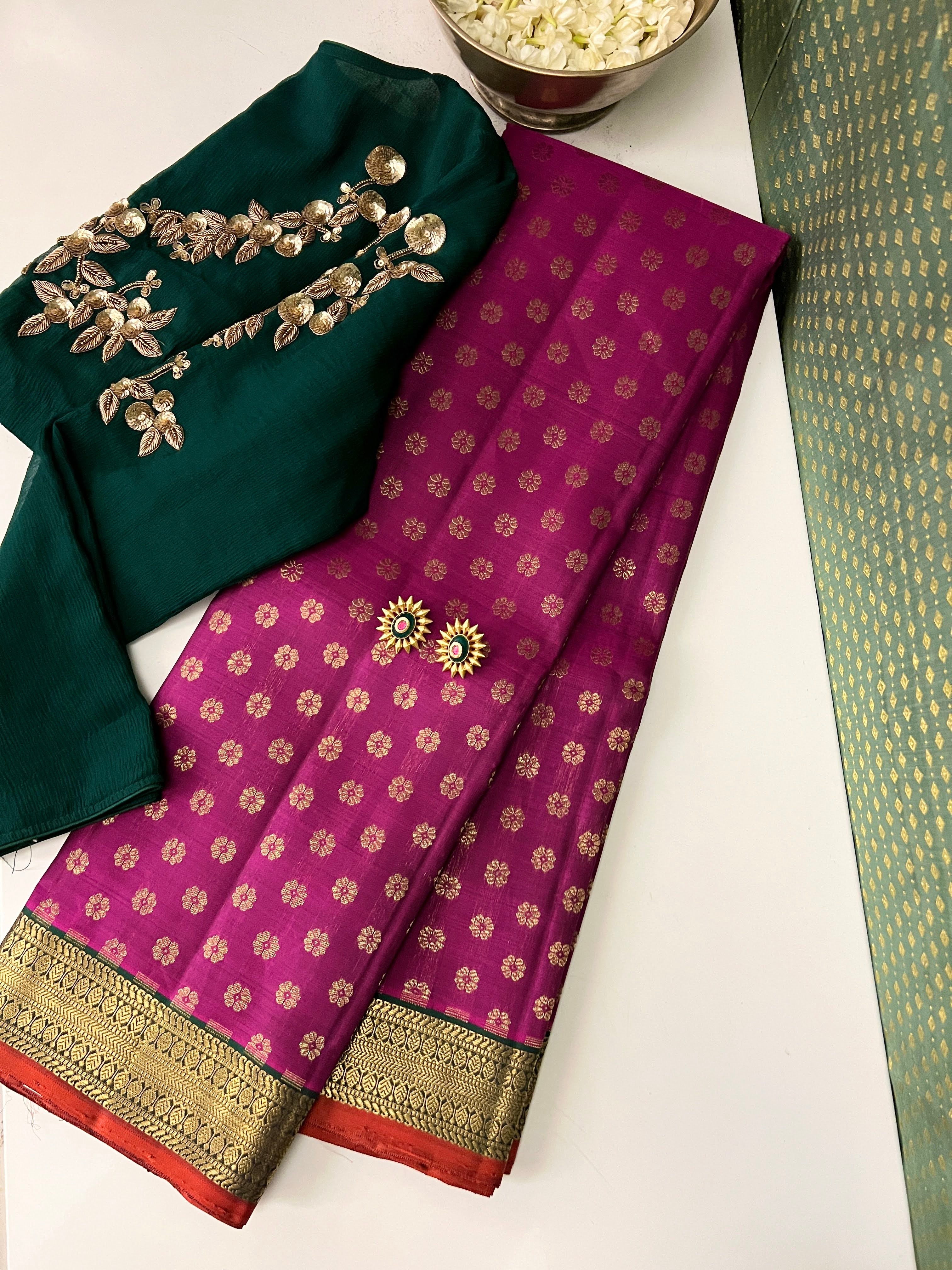 Sumangala meenakari Kanchipuram silk saree