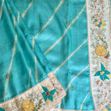 Hand embroidered shibori tussar saree